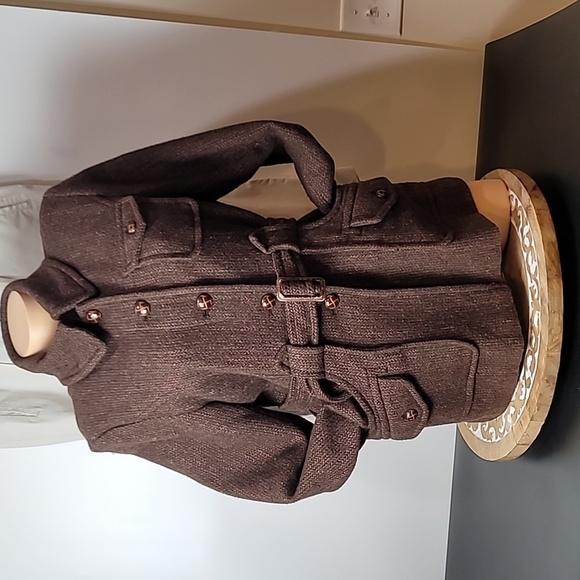 Dollhouse Brown Tweed Wool Peacoat - Picture 7 of 14